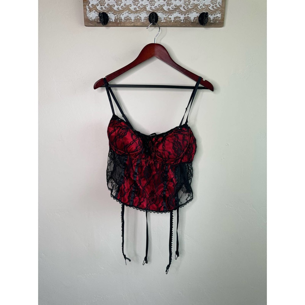 Juliara Before Anything Else Red Black Lace Sheer Lingerie Corset
